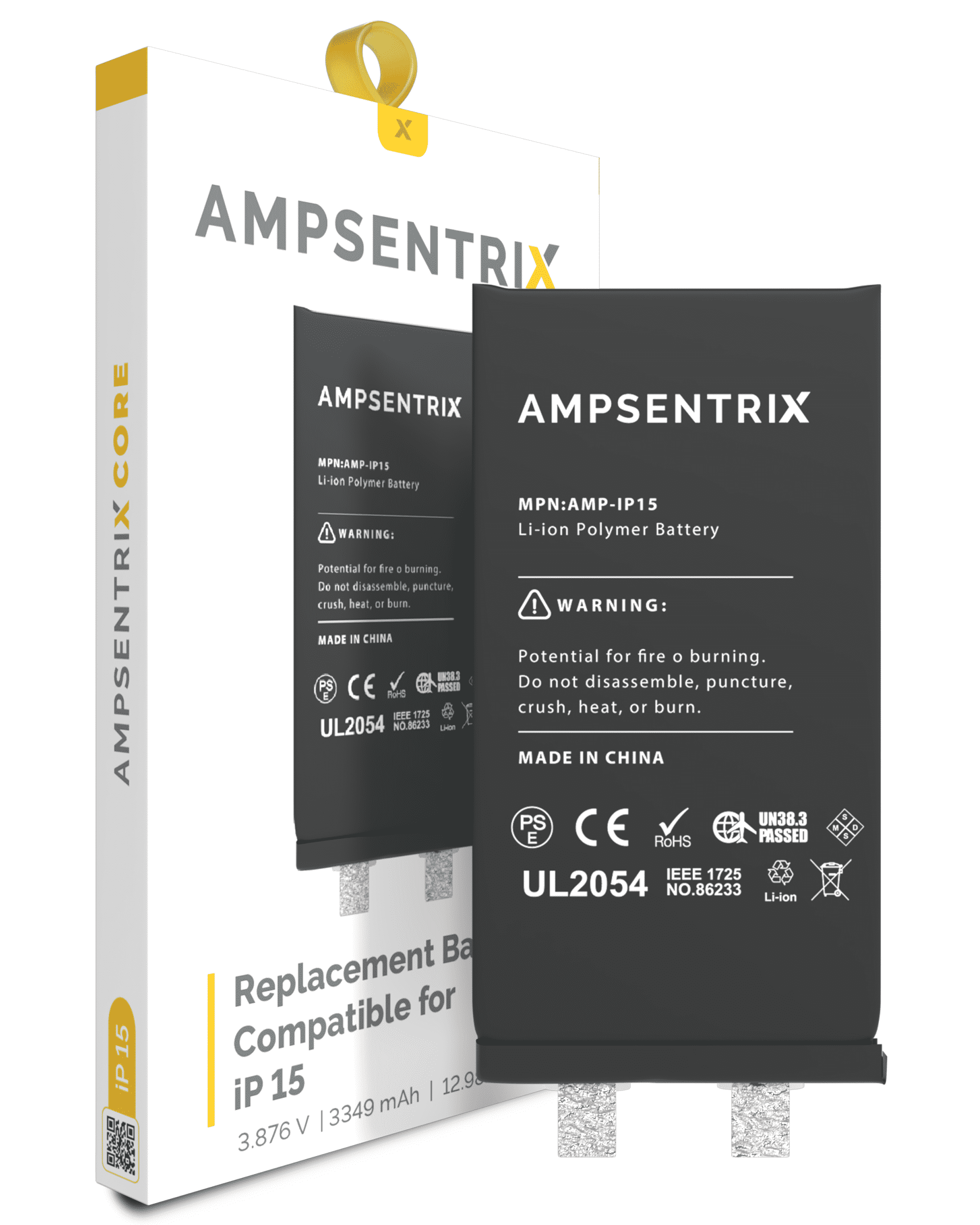 Bateria Litio Ampsentrix CORE iPhone 15 (Requiere Soldadura)